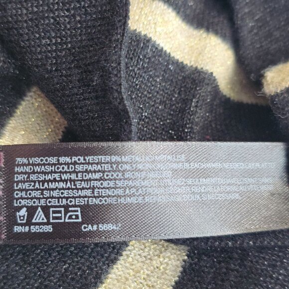 Express Black Gold Metallic Glitter Scarf Wrap Viscose 72x11 - Picture 6 of 6